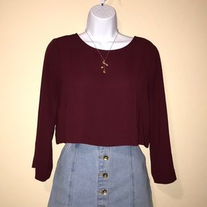 WORN ONCE Forever 21 Maroon Cropped Blouse